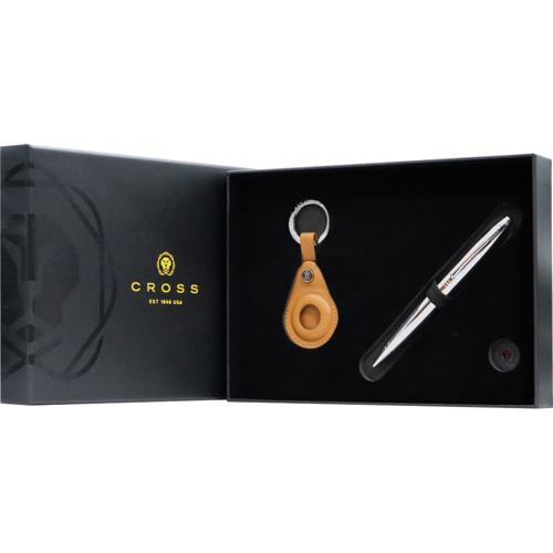 Calais Chrome Ballpoint Pen and Smart Tracker Keychain Gift Set Cross