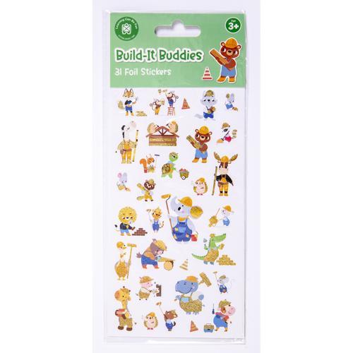 Kids Foil Sticker Set Build-It Buddies 31-Piece LCBF