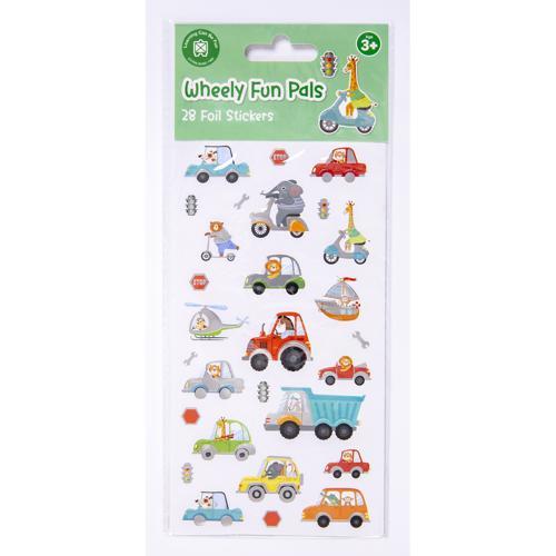 Kids Foil Sticker Set Wheely Fun Pals 28-Piece LCBF