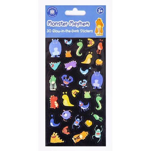 Glow-in-the-Dark Sticker Set Monster Mayhem 30-Piece LCBF