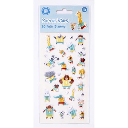 Kids Puffy Sticker Set Soccer Stars 30-Piece LCBF