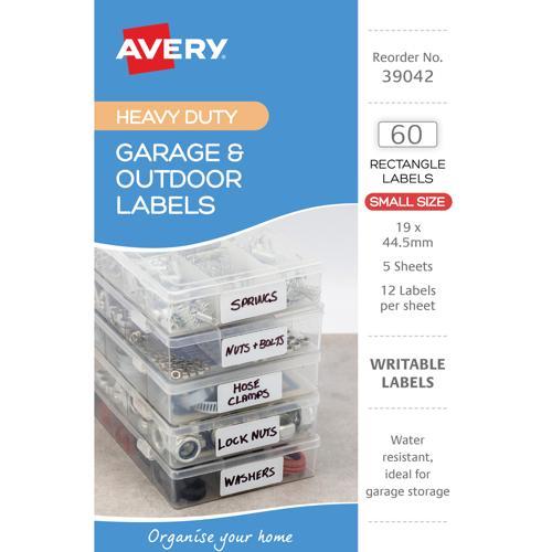 Heavy Duty Outdoor Garage Labels White Small 60 Pack Avery