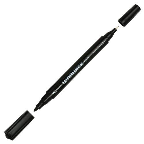 Twin Tip Permanent Marker Fine and Ultra Fine Black Warwick