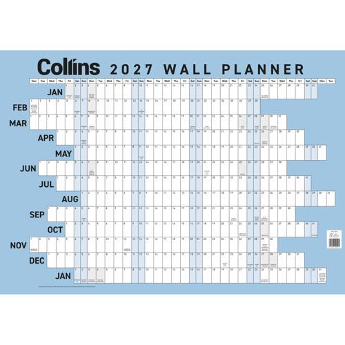 2027 Large Wall Planner 700x990mm Unlaminated Collins