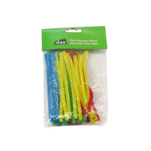 Craft Pipe Cleaners 15cm Assorted Colours 50 Pack DAS