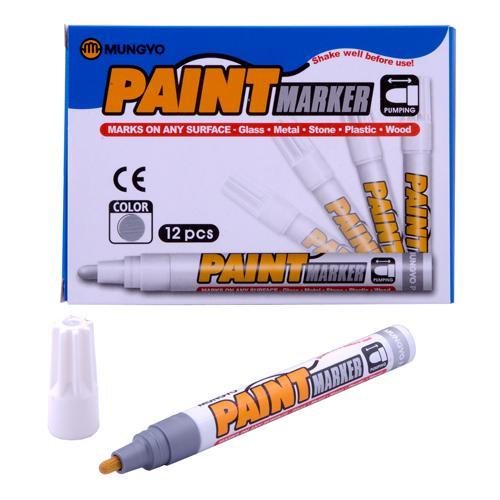 Oil-Based Permanent Paint Markers Silver 12 Pack Mungyo