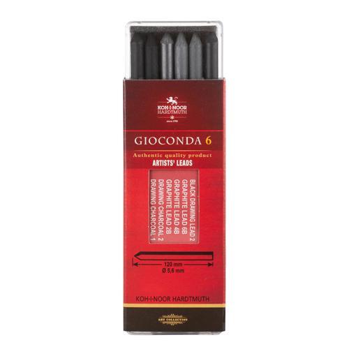 Artist Leads 5.6mm Graphite and Charcoal 6 Pack Koh-I-Noor
