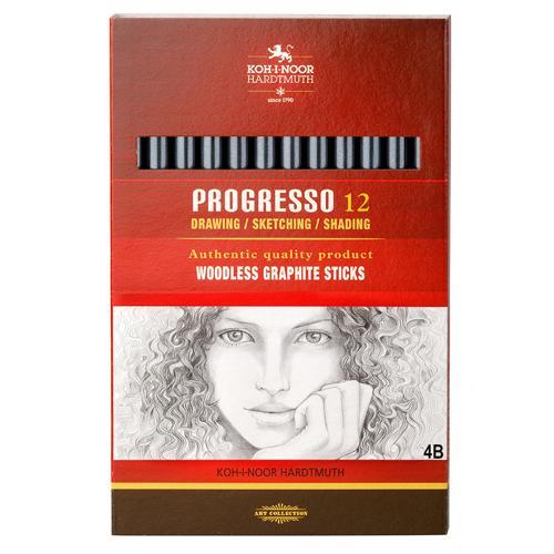 Progresso Woodless Graphite Pencils 4B 12 Pack Koh-I-Noor 8911