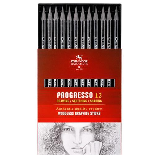 Progresso Woodless Graphite Pencils 4B 12 Pack Koh-I-Noor 8911