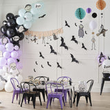 Halloween door stickers featuring a vampire face, bats, spiders, and blood drips for spooky decor.
