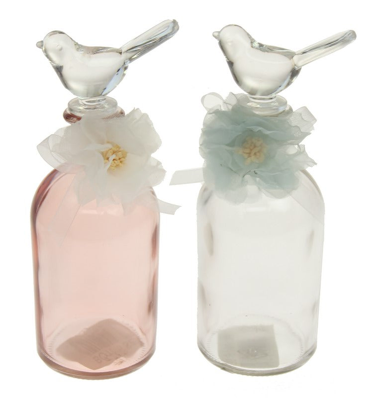 Decorative Flower Detail Bottles Set of 6 - Pink