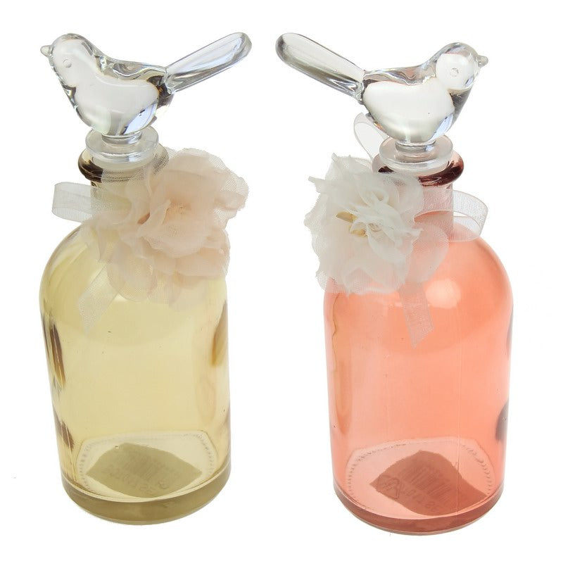 Decorative Flower Detail Bottles Set of 7 - Cerise