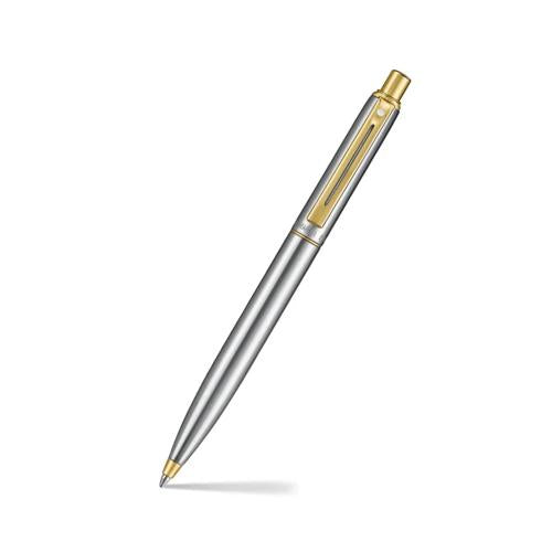 SHEAFFER SENTINEL BRUSHED CHROME/GOLD TRIM BALLPOINT PEN