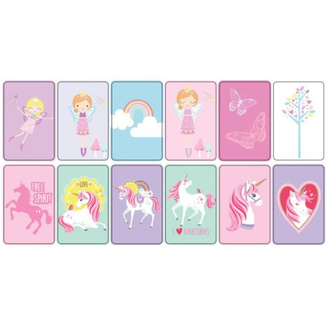 Pack of 4 Favors SRT Girls Card Games featuring vibrant illustrations, designed for fun, creativity, and cognitive skill-building.