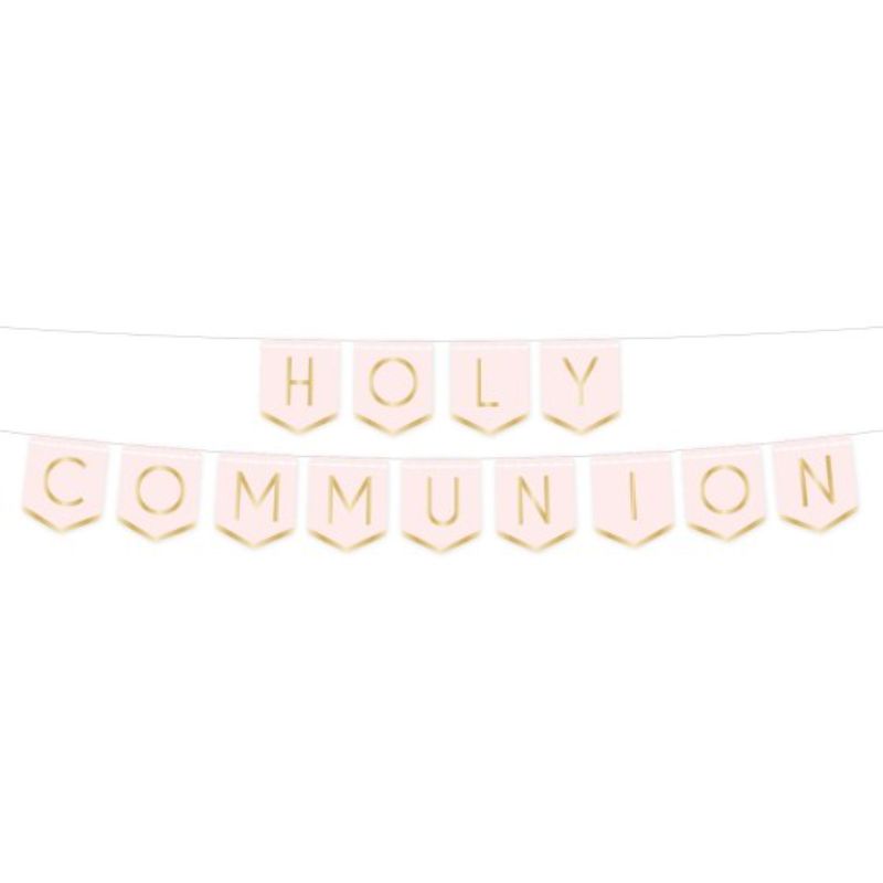 Botanical Celebration Pink Holy Communion Pennant Banner