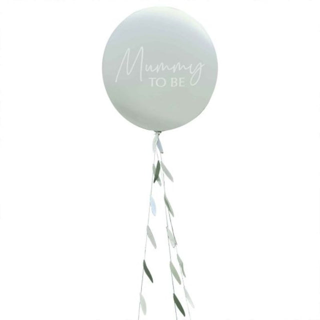 Botanical baby shower balloon with vibrant designs and a beautiful tail, perfect for celebrating motherhood elegantly.