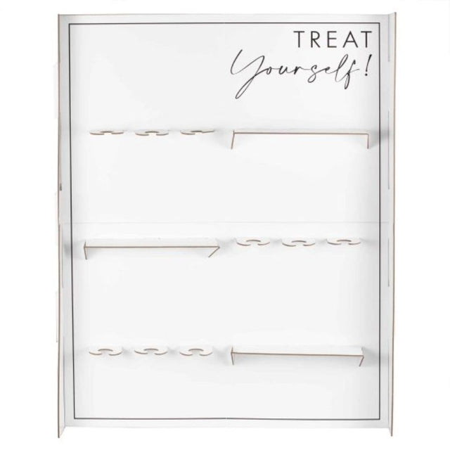 Contemporary Wedding Canape & Drinks Stand Holder for elegant receptions, featuring glass holders and treat shelves for drinks and snacks.