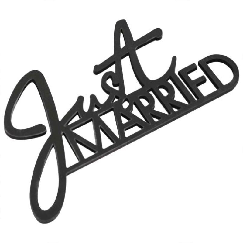 Contemporary Wedding Black Wooden Just Married Table Sign - Pack of 6