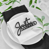 Contemporary Wedding Black Wooden Just Married Table Sign - Pack of 6