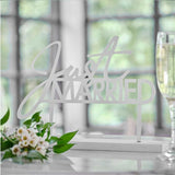Elegant 'Just Married' table sign, 25cm x 29cm, perfect for wedding decor to complement various themes.