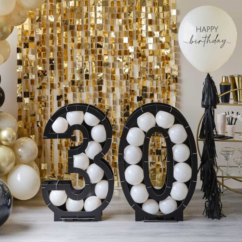 Champagne Noir Black 30th Balloon Mosaic Frame Decoration - Pack of 2