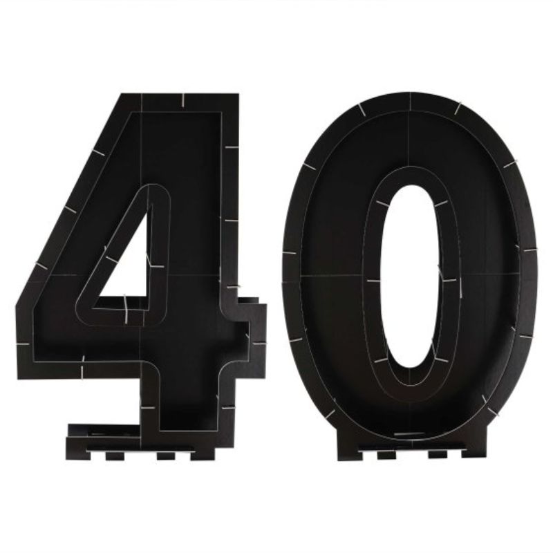 Champagne Noir Black 40th Balloon Mosaic Frame Decoration - Pack of 2