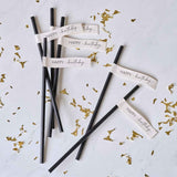Champagne Noir Nude & Black Happy Birthday Paper Straws - Pack of 16