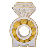 Engagement Ring Balloon Mosaic Stand with 10 white and 20 gold balloons, perfect for proposal or engagement celebrations.