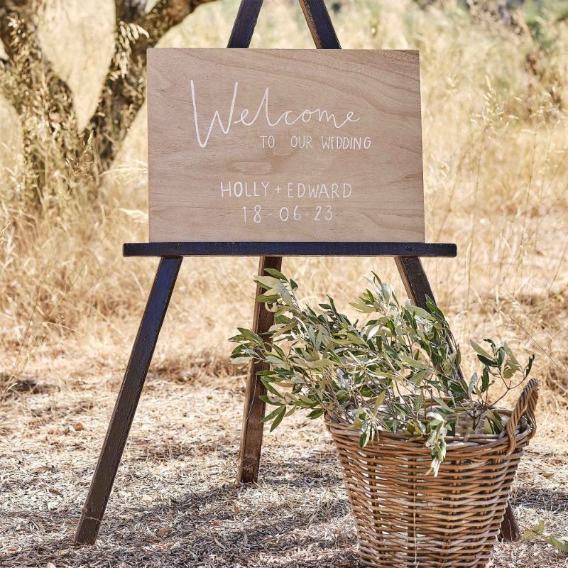 Sage Wedding Customisable A2 Wooden Sign
