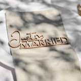 Sage Wooden 'Just Married' place settings, elegant decor for weddings, pack of 6, 7cm x 14cm, rustic design.