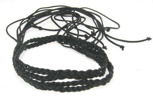 Belt - Thin Plaited Belt - Black