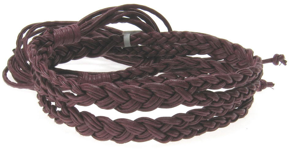 Belt - Thin Plaited Belt - Burgandy