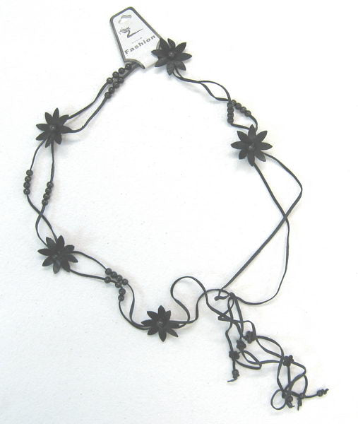 Belt Black Flower Leather Belt