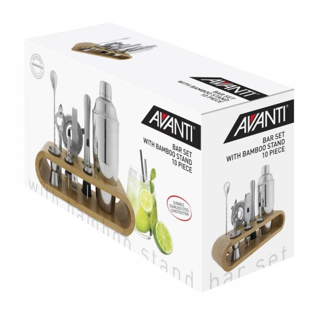 Bar Set with Bamboo Stand - AVANTI (10 Piece)