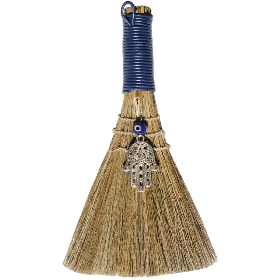 Wicca Broom  - Hamsa Hand with Evil Eye( 20cm)