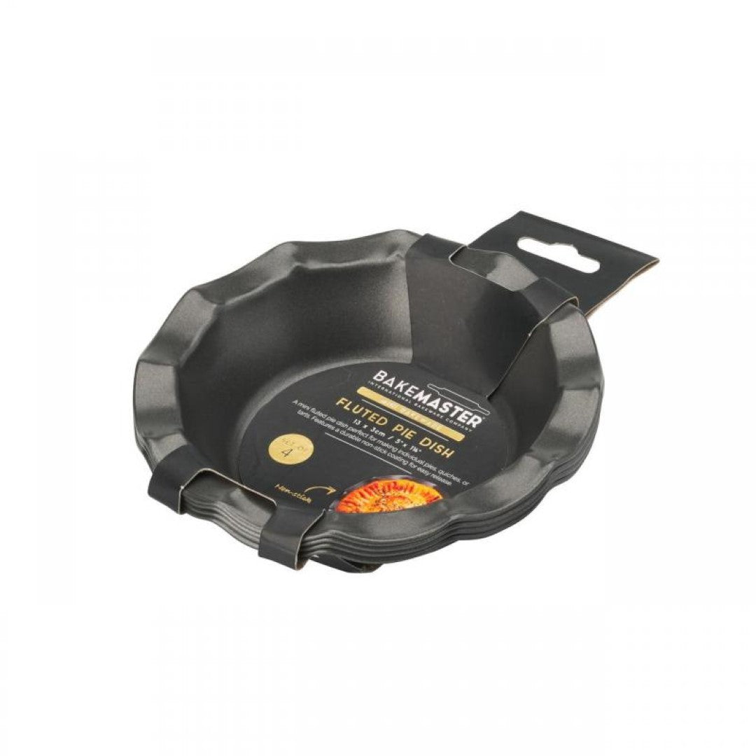 Fluted Pie Dish - BAKEMASTER Mini Non Stick 13 x 3cm (Set of 4)