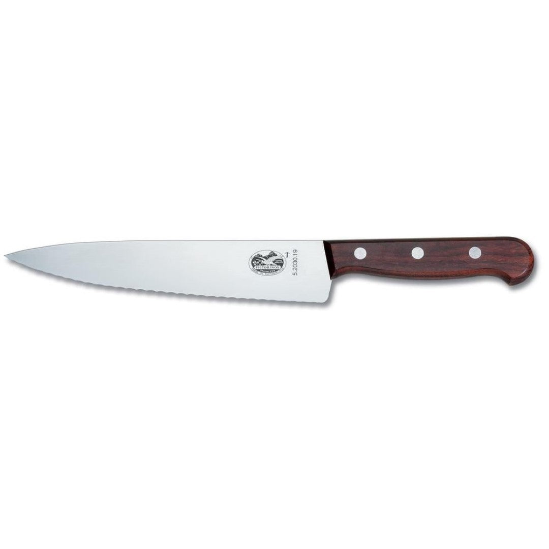 Cooks Carving Knife - Victorinox Wavy Edge Wood (19cm)