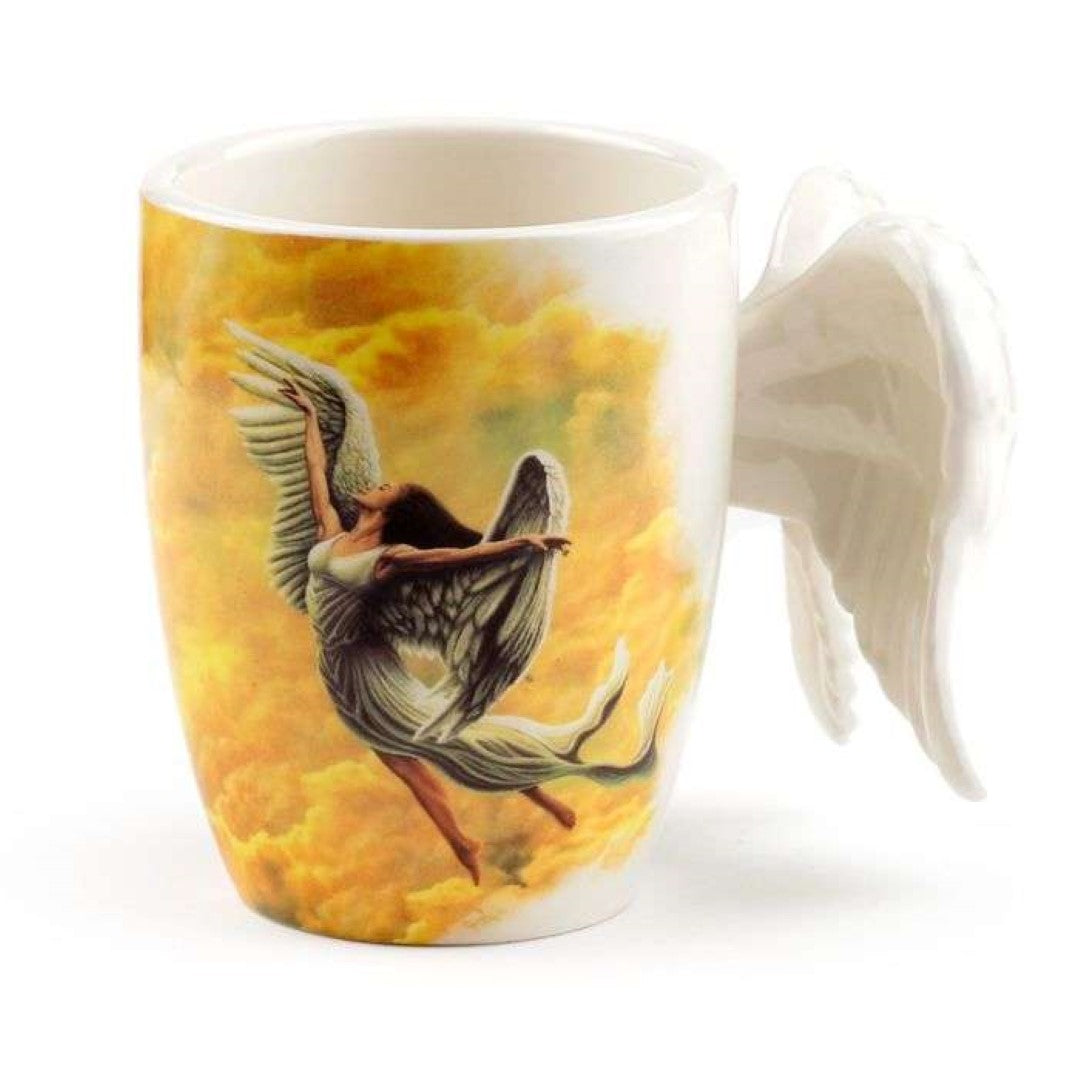 Ceramic Mug - Angel Wings Shaped Handle with Decal (350ml)