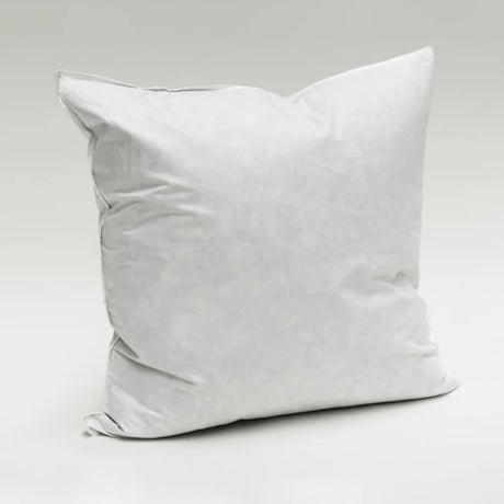 Plush 50x50cm cushion inner filled with 100% grey duck feather, featuring durable downproof cotton for comfort and luxury.