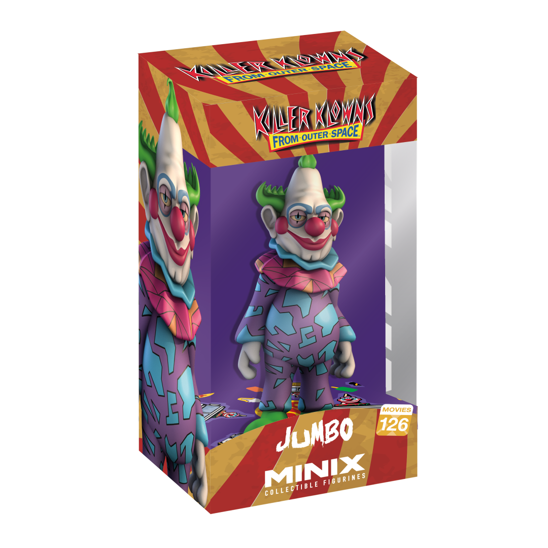 MINIX Jumbo Killer Klowns collectible figurine featuring vibrant colors and iconic design from the cult horror classic.