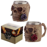Tankard - Decorative Skulls and Roses (Set of 2 Assorted)