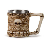 Tankard - Decorative Skull & Bone with Bone Handle (15cm)