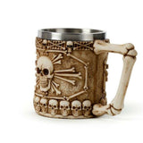 Tankard - Decorative Skull & Bone with Bone Handle (15cm)