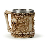 Tankard - Decorative Skull & Bone with Bone Handle (15cm)