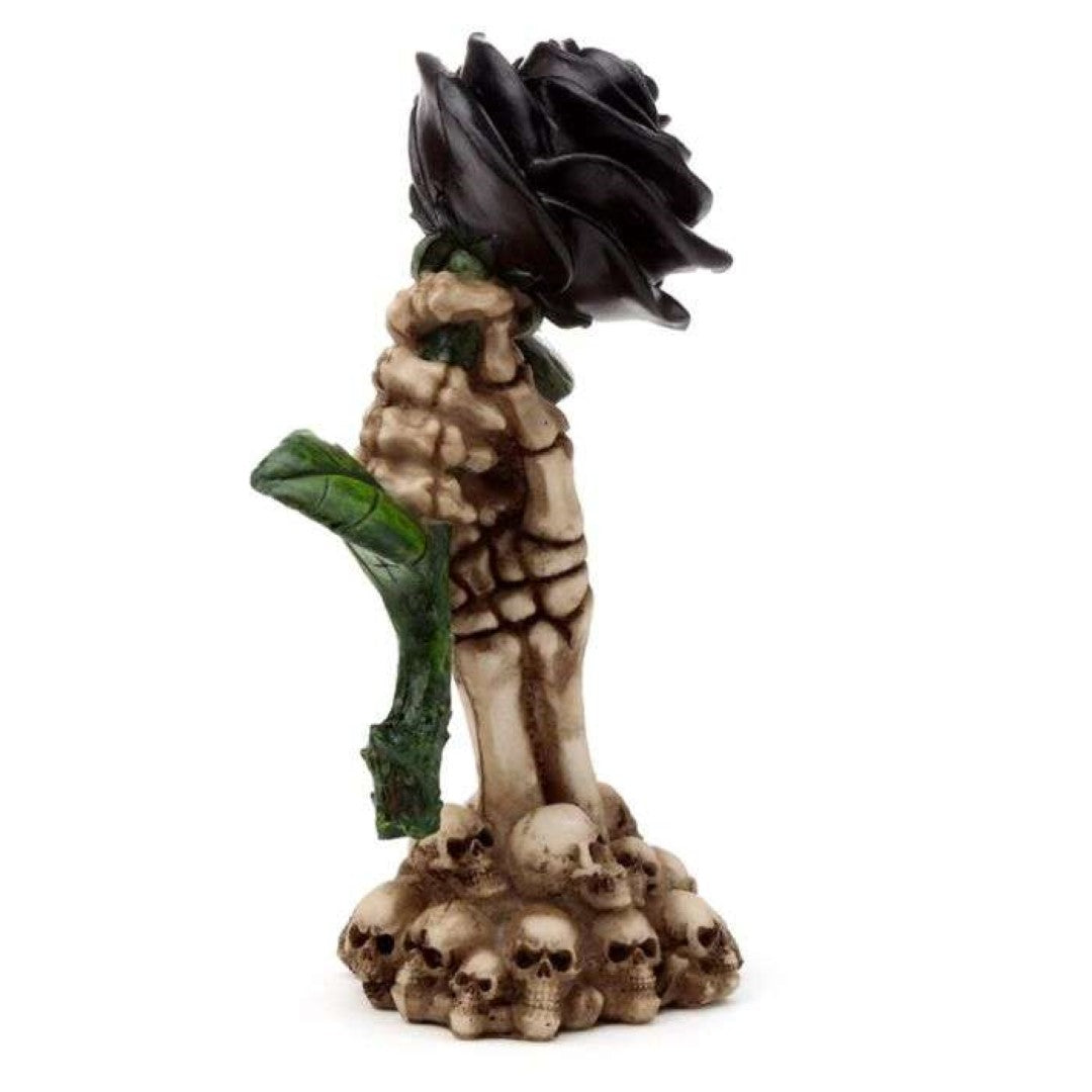 Ornament - Skeleton Hand Holding Black Rose (17cm)