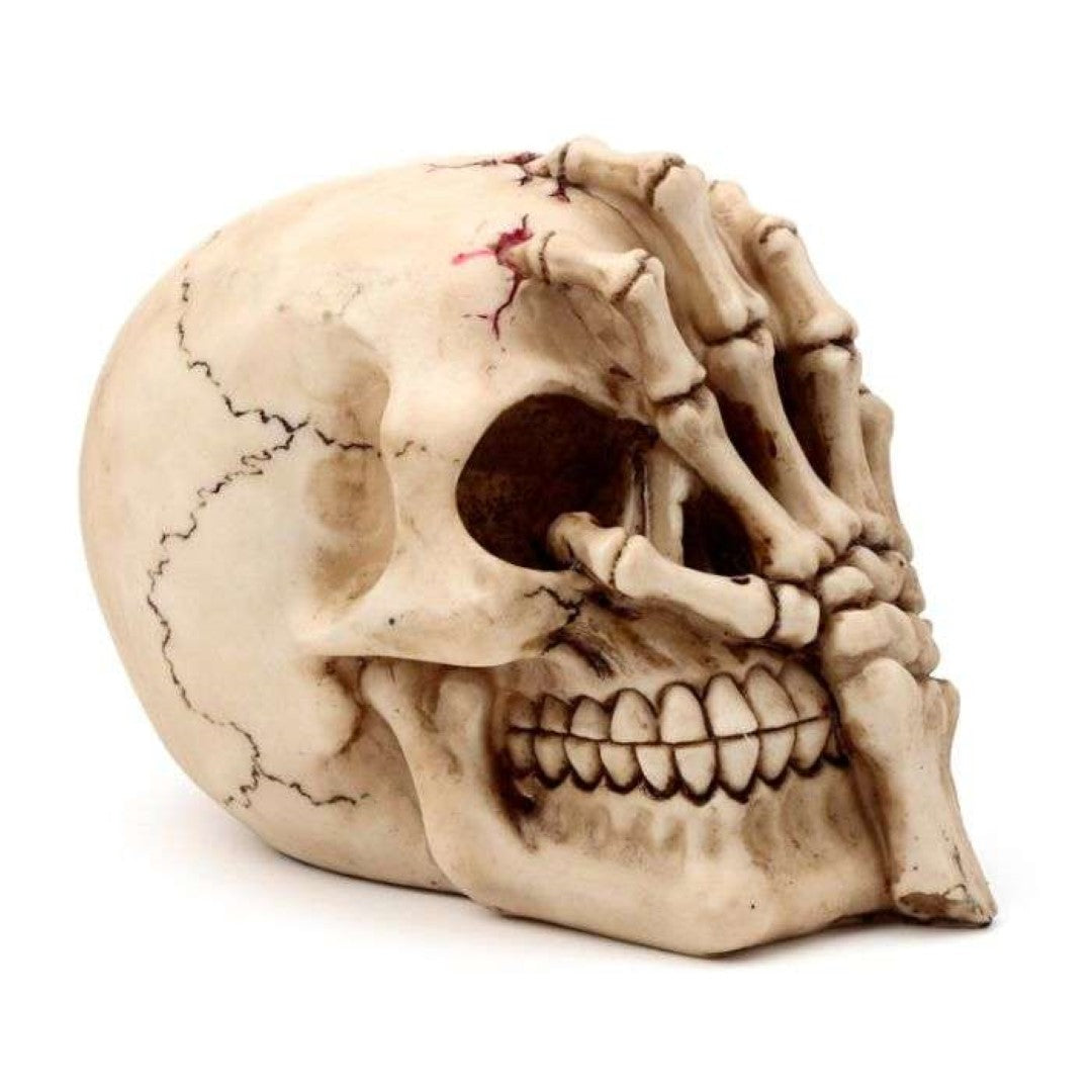 Ornament - Gruesome Skull Head with Skeleton Claw Hand (16cm)