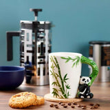 Ceramic Mug - Panda with Bamboo Decal Shaped Handle (400ml)
