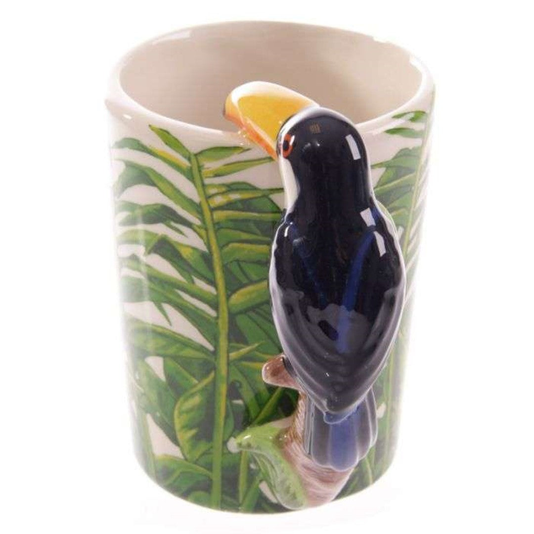 Ceramic Mug - Toucan with Jungle Decal Shaped Handle (400ml)