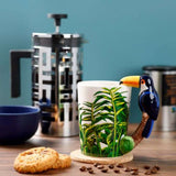 Ceramic Mug - Toucan with Jungle Decal Shaped Handle (400ml)
