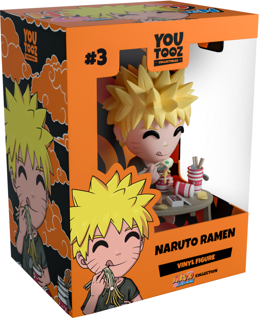 5-inch Youtooz Naruto Ramen vinyl figurine with chopsticks, showcasing Naruto in casual attire enjoying ramen.